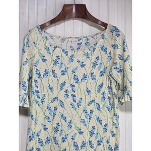 Lilly Pulitzer Dress Womens Medium Yellow Floral Ruffle Sleeve T-Shirt Casual